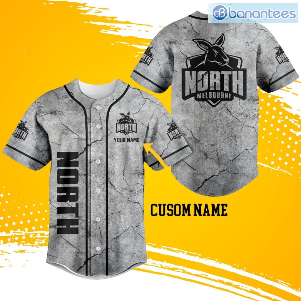 afl north melbourne 3d broken pattern baseball jersey shirt for big fans image Afl North Melbourne 3D Broken Pattern Baseball Jersey Shirt For Big Fans Product Photo 1