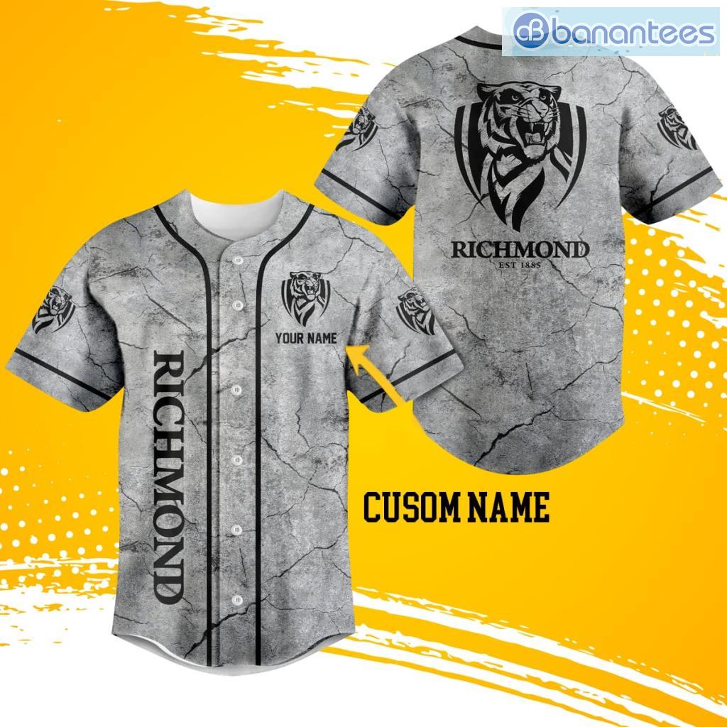 afl richmond tigers 3d broken pattern baseball jersey shirt for big fans image Afl Richmond Tigers 3D Broken Pattern Baseball Jersey Shirt For Big Fans Product Photo 1