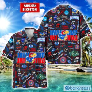Kansas Jayhawks Football Beach Shirts Logo Custom Name Hawaiian Shirt Product Photo 1