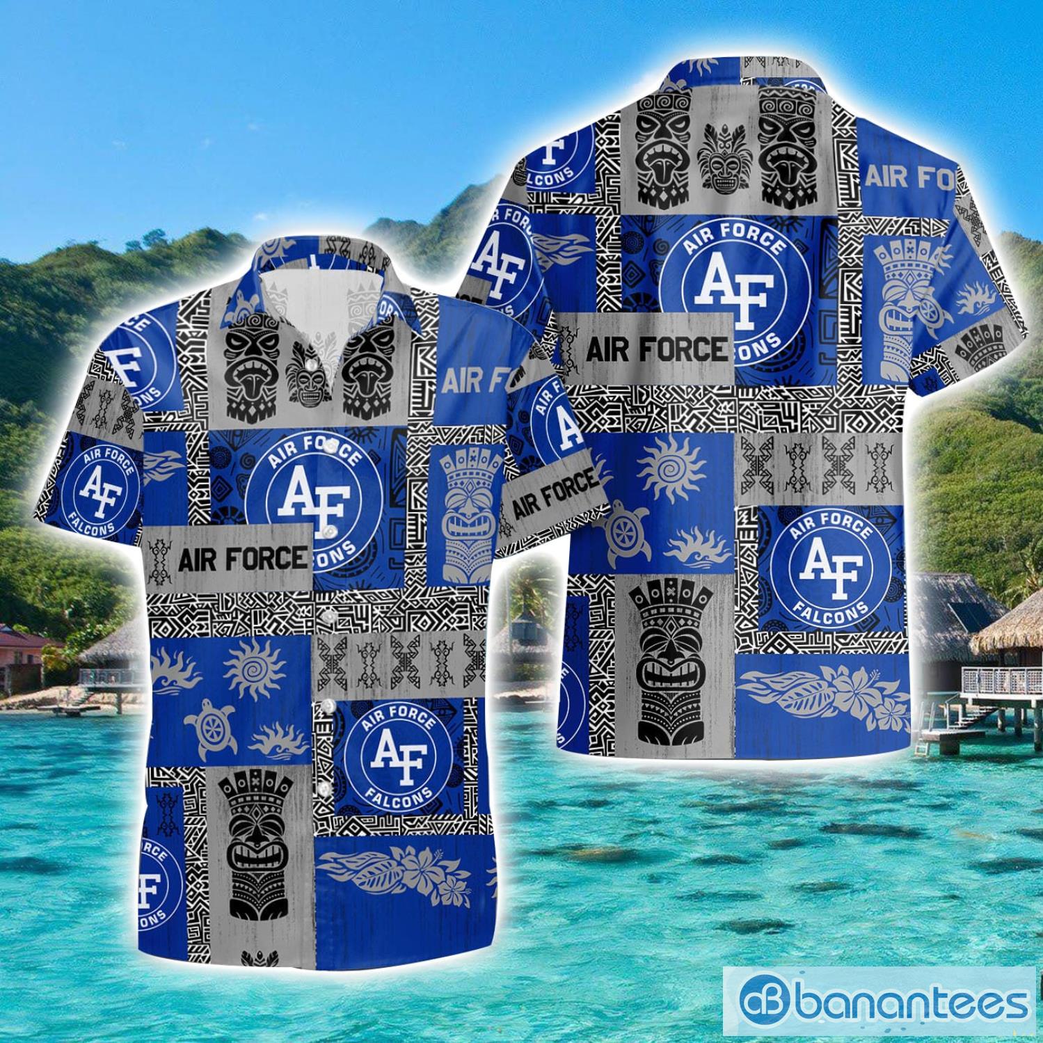 air force falcons hawaiian tiki vintage patterns hawaiian shirt summer gift image Air Force Falcons Hawaiian Tiki Vintage Patterns Hawaiian Shirt Summer Gift Product Photo 1