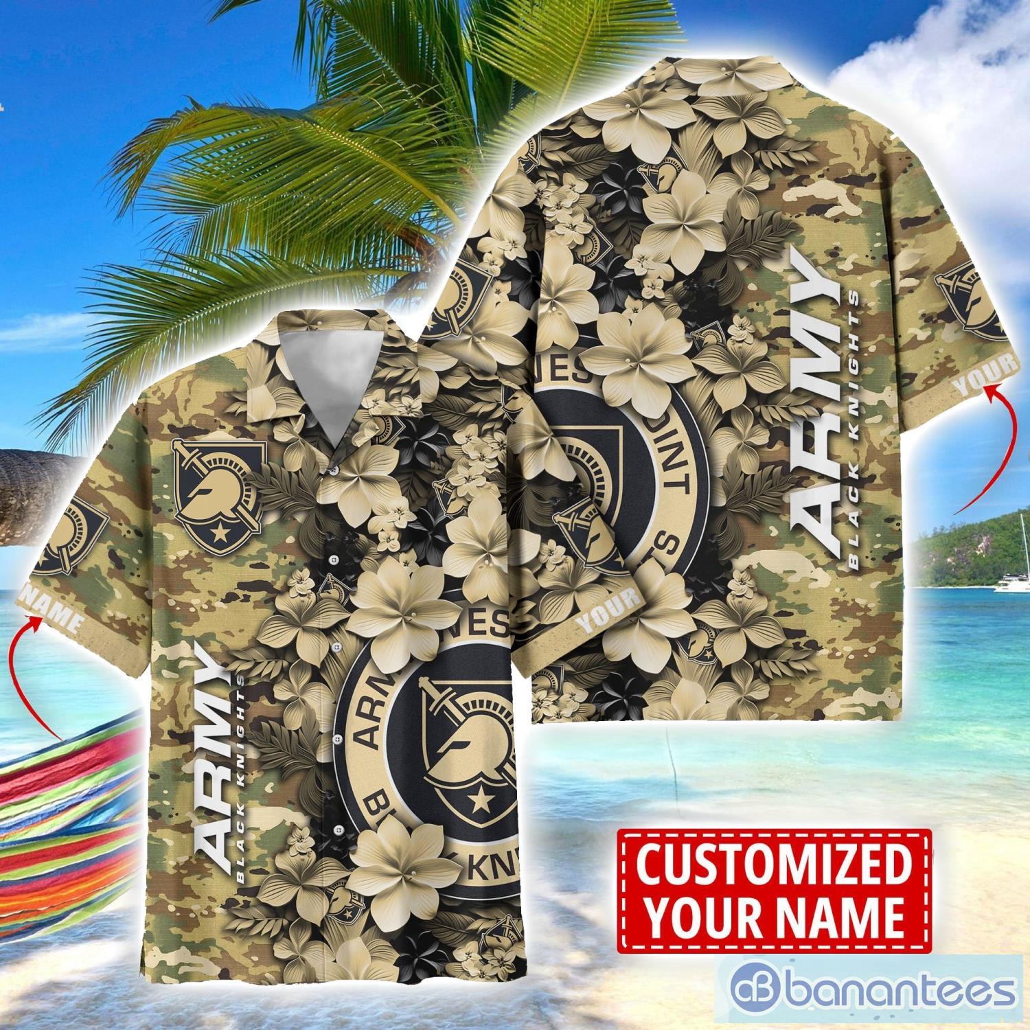 army black knights custom name personalized camo flower pattern hawaiian shirt image Army Black Knights Custom Name Personalized Camo Flower Pattern Hawaiian Shirt Product Photo 1
