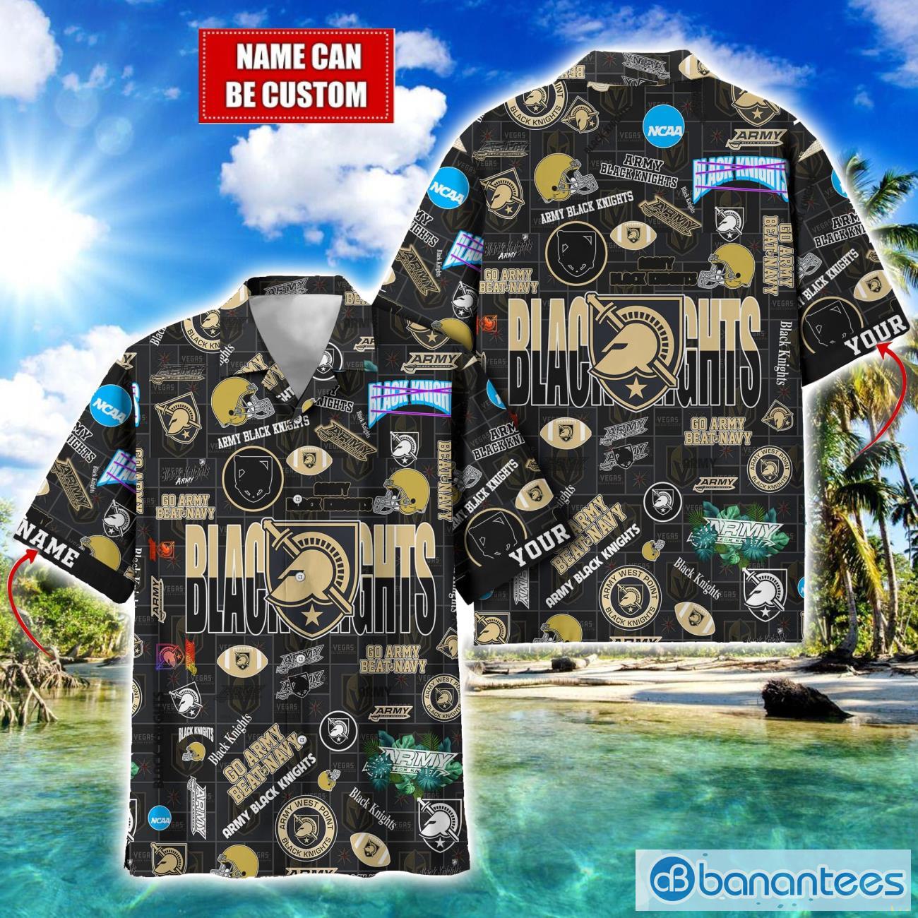 army black knights football beach shirts logo custom name hawaiian shirt image Army Black Knights Football Beach Shirts Logo Custom Name Hawaiian Shirt Product Photo 1