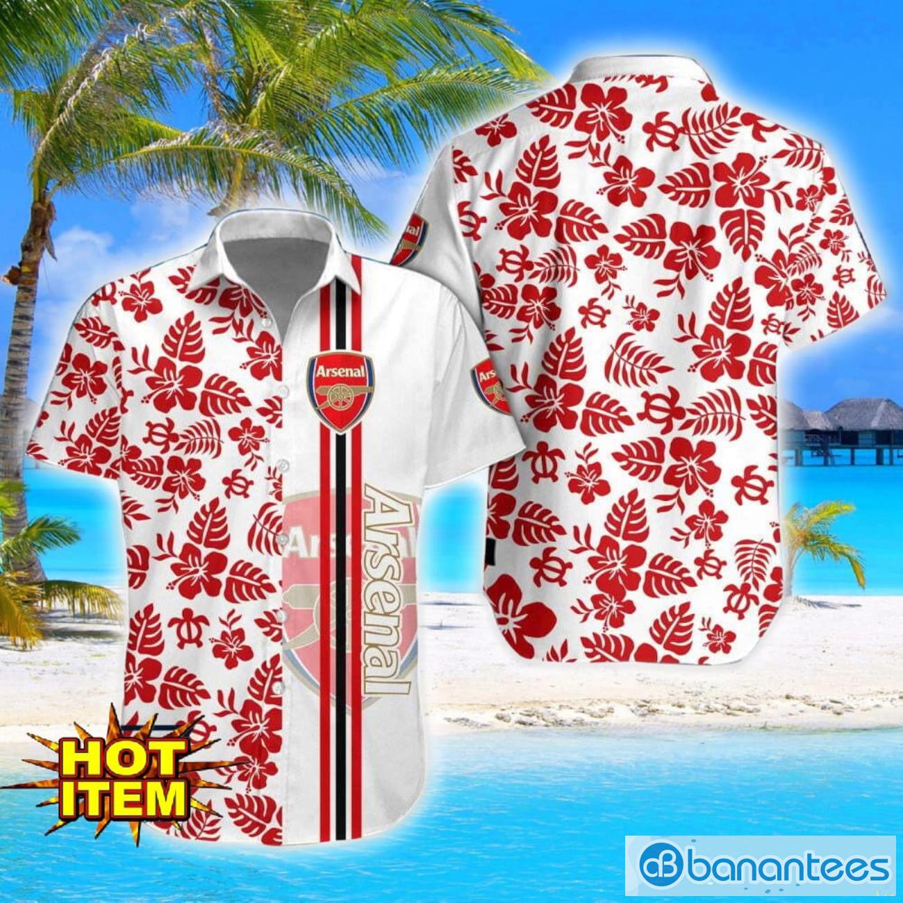 arsenal fc turtle flower pattern aloha hawaiian shirt and shorts beach set for men and women image Arsenal F.C. Turtle Flower Pattern Aloha Hawaiian Shirt And Shorts Beach Set For Men And Women Product Photo 1