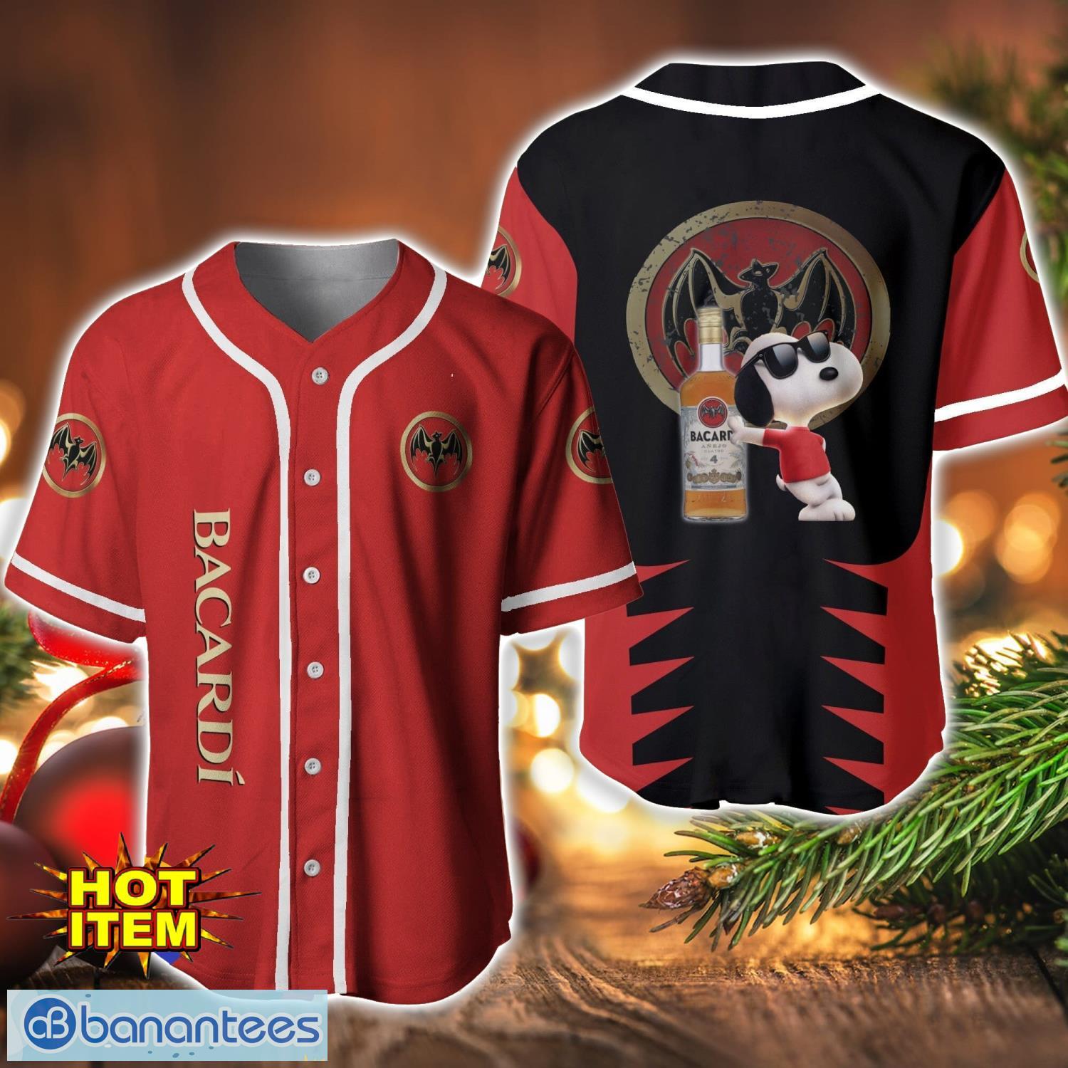 bacardi snoopy baseball jersey shirt for snoopy lovers gift ideas image Bacardi Snoopy Baseball Jersey Shirt For Snoopy Lovers Gift Ideas Product Photo 1