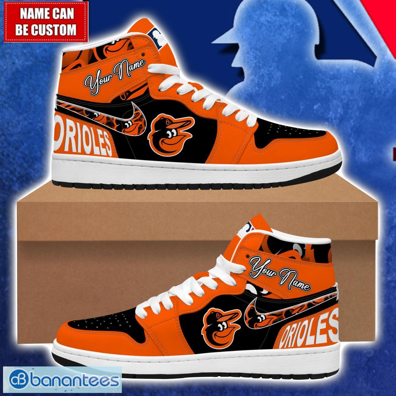 baltimore orioles mlb air jordan 1 hightop shoes for mlb fans custom name gift sneakers image Baltimore Orioles MLB Air Jordan 1 Hightop Shoes For MLB Fans Custom Name Gift Sneakers Product Photo 1