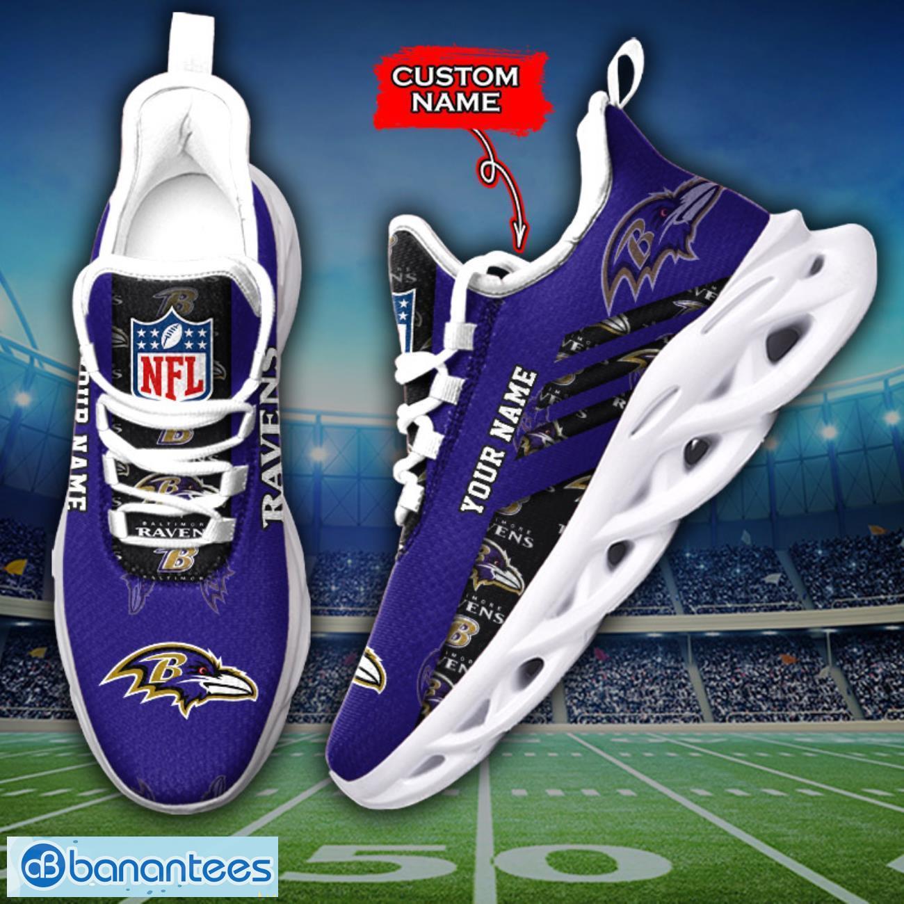 baltimore ravens nfl max soul shoes sneakers custom name all printed logo team for fans 1 image Baltimore Ravens NFL Max Soul Shoes Sneakers Custom Name All Printed Logo Team For Fans Product Photo 2