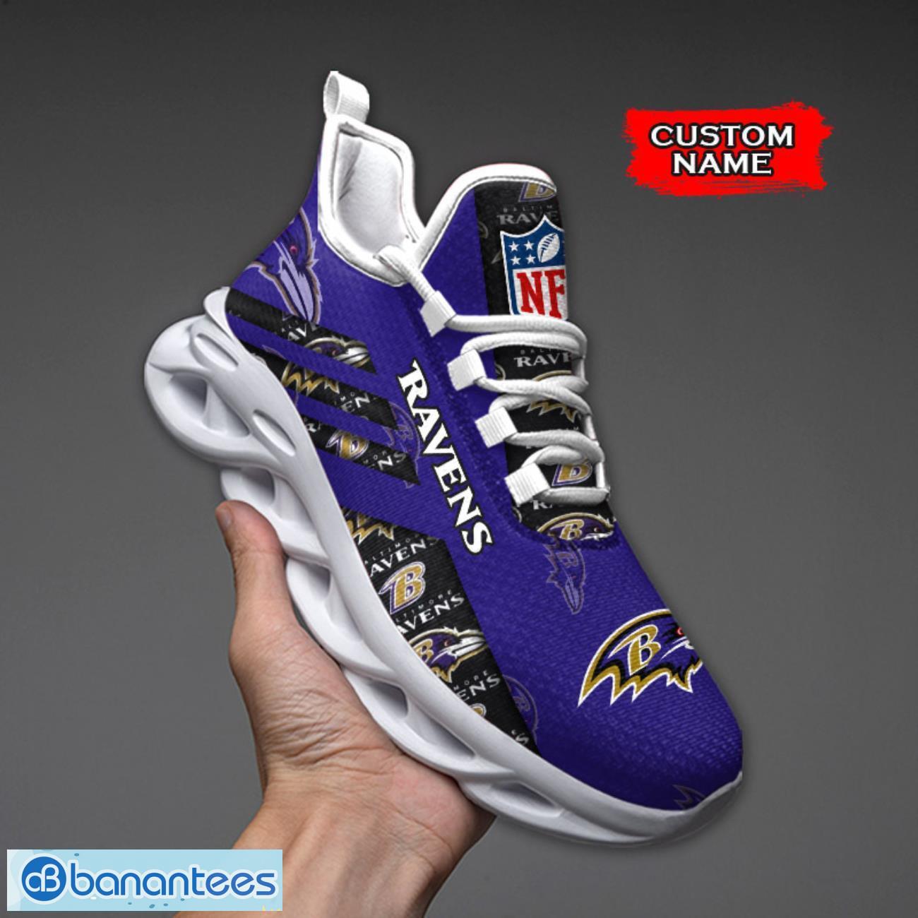 baltimore ravens nfl max soul shoes sneakers custom name all printed logo team for fans image Baltimore Ravens NFL Max Soul Shoes Sneakers Custom Name All Printed Logo Team For Fans Product Photo 1