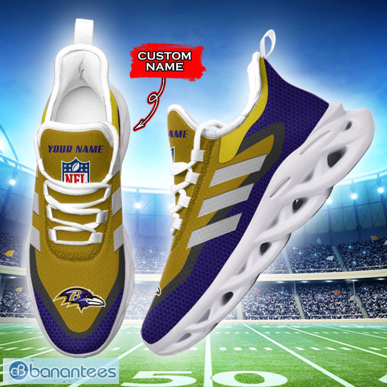 baltimore ravens nfl max soul shoes sneakers custom name big striped sneakers for fans 1 image Baltimore Ravens NFL Max Soul Shoes Sneakers Custom Name Big Striped Sneakers For Fans Product Photo 2