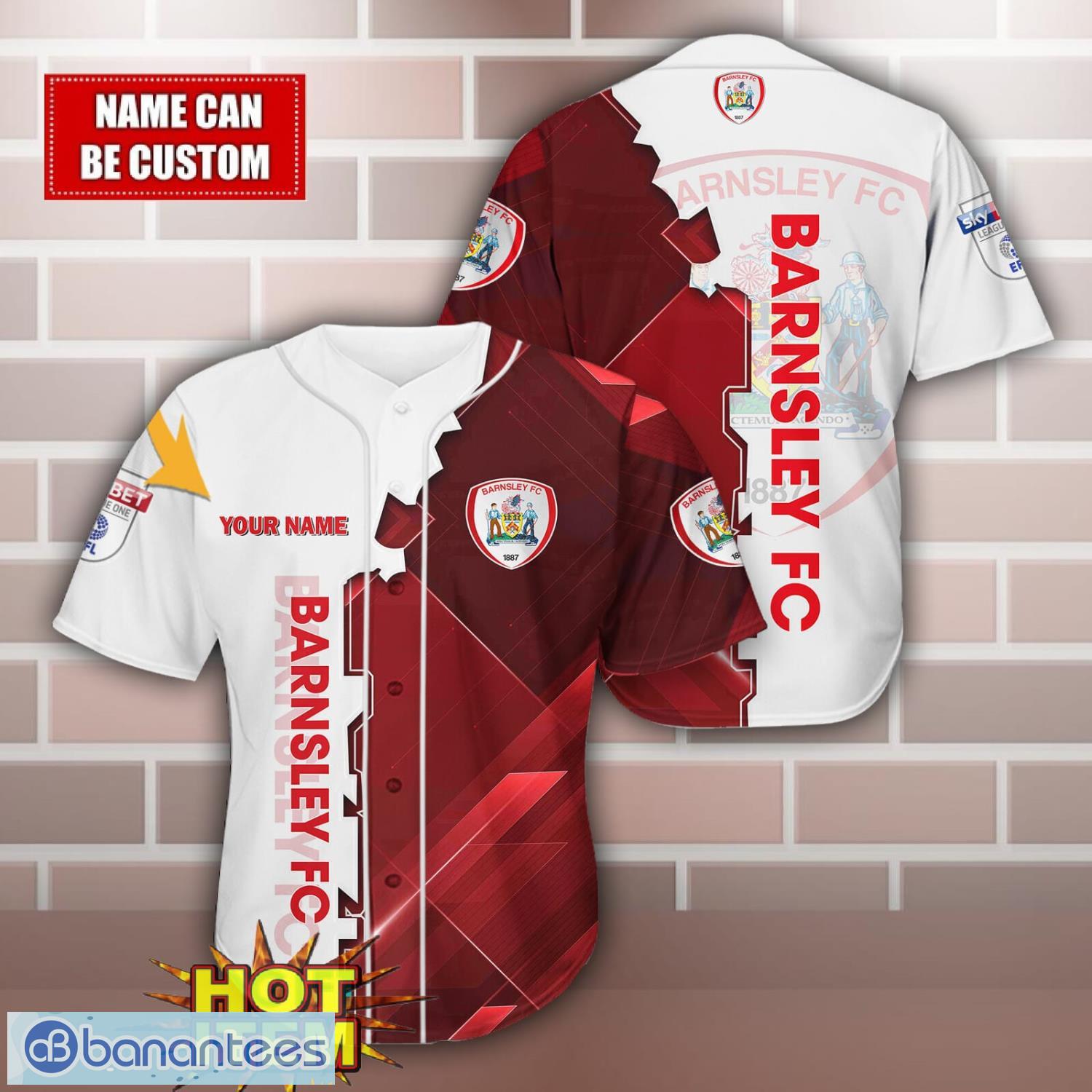 barnsley fc personalized name 3d baseball jersey shirt image Barnsley F.C Personalized Name 3D Baseball Jersey Shirt Product Photo 1
