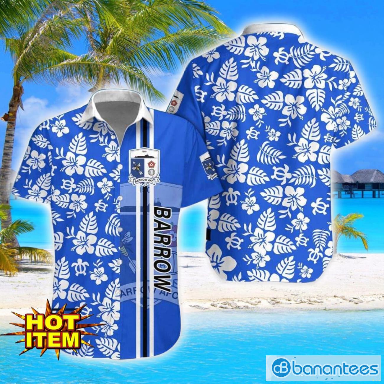 barrow afc turtle flower pattern aloha hawaiian shirt and shorts beach set for men and women image Barrow AFC Turtle Flower Pattern Aloha Hawaiian Shirt And Shorts Beach Set For Men And Women Product Photo 1