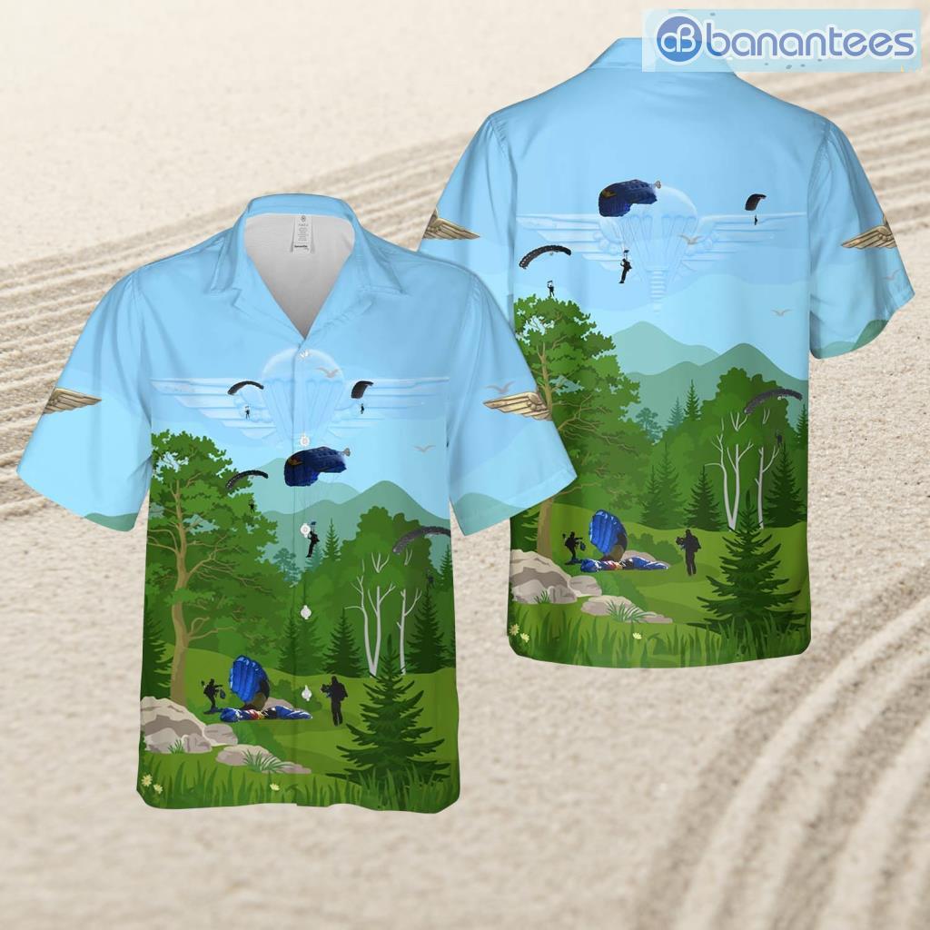 belgian army special forces group paracommandos drop onto usag benelux tropical beach hawaiian shirt image Belgian Army Special Forces Group Paracommandos Drop Onto Usag Benelux Tropical Beach Hawaiian Shirt Product Photo 1