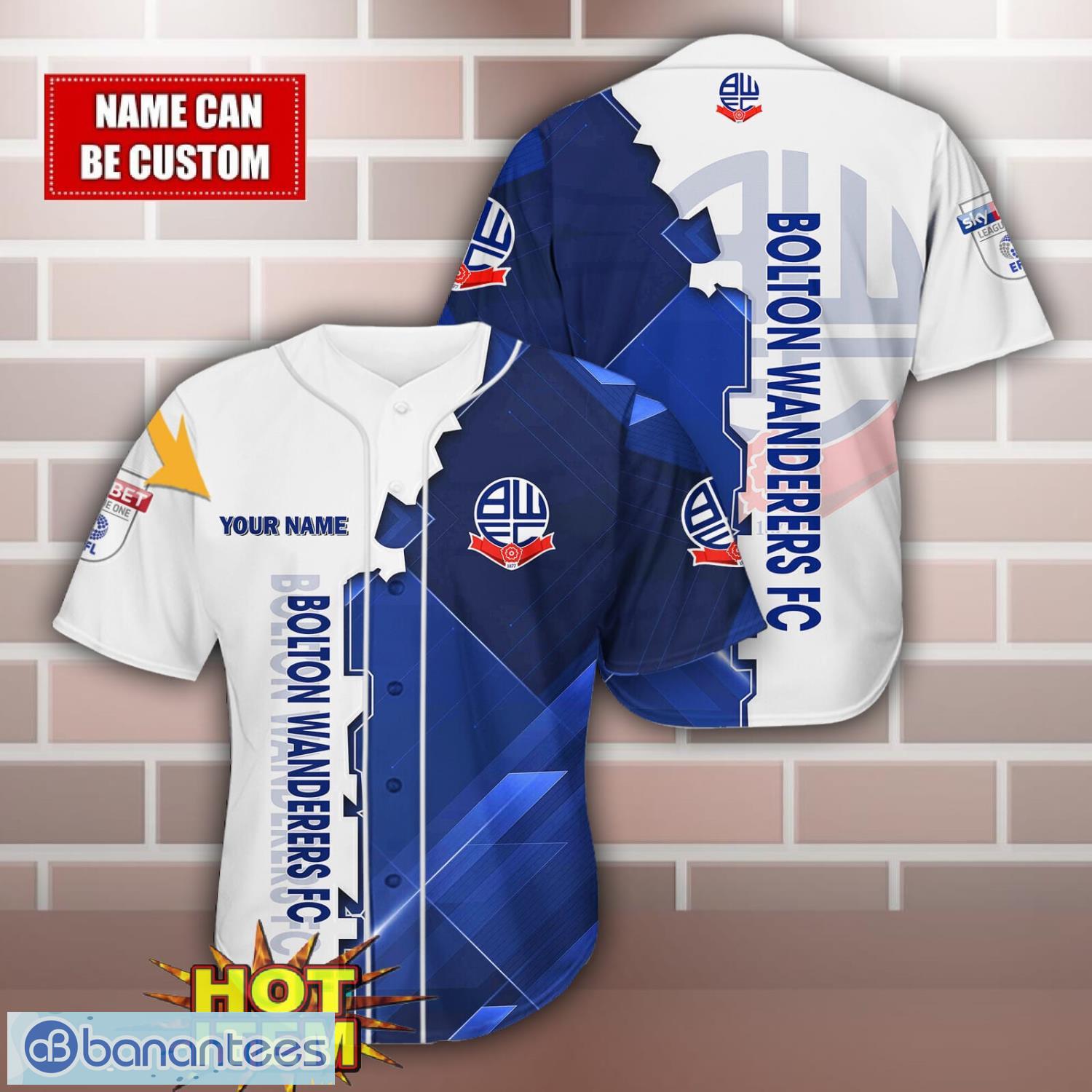 bolton wanderers personalized name 3d baseball jersey shirt image Bolton Wanderers Personalized Name 3D Baseball Jersey Shirt Product Photo 1