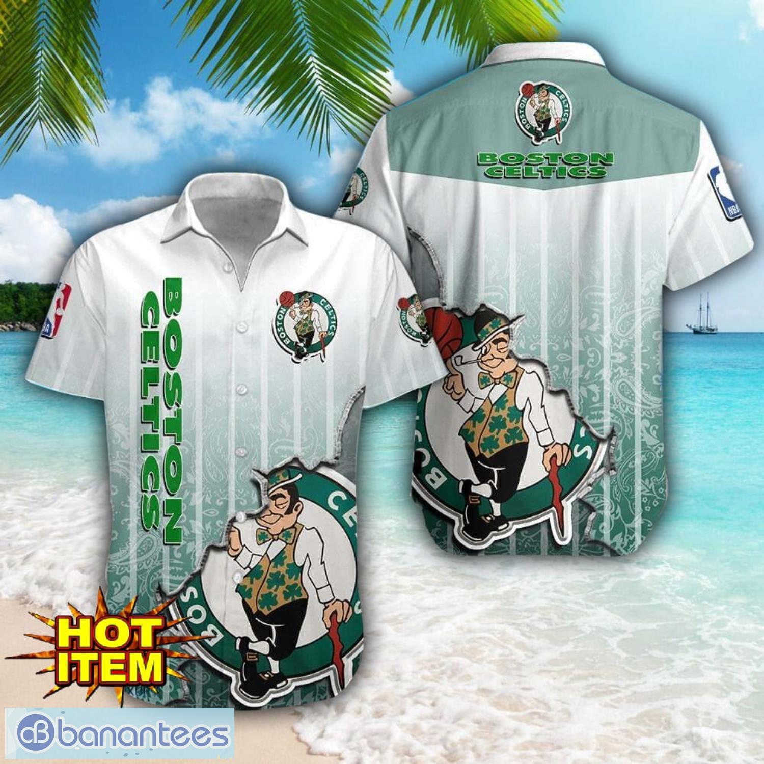 boston celtics logo broken wall printed 3d hawaiian shirt for fans image Boston Celtics Logo Broken Wall Printed 3D Hawaiian Shirt For Fans Product Photo 1