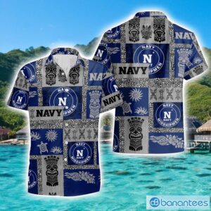 Navy Midshipmen Hawaiian Tiki Vintage Patterns Hawaiian Shirt Summer Gift Product Photo 1