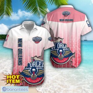 New Orleans Pelicans Logo Broken Wall Printed 3D Hawaiian Shirt For Fans Product Photo 1