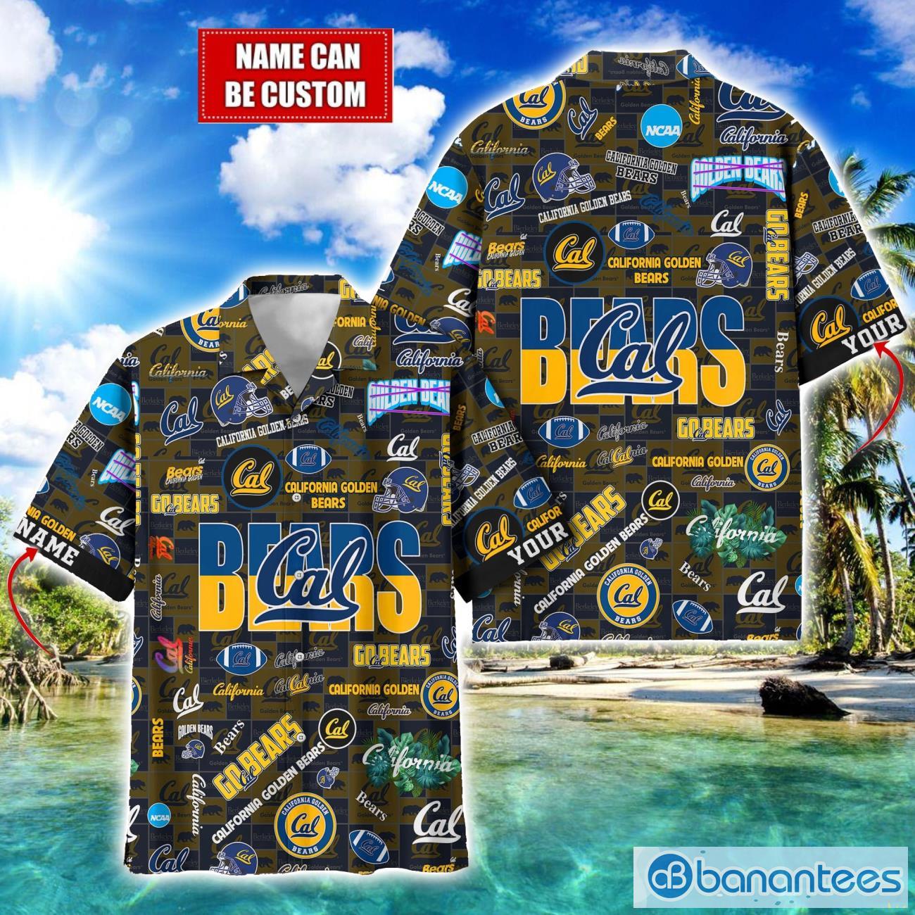 california golden bears football beach shirts logo custom name hawaiian shirt image California Golden Bears Football Beach Shirts Logo Custom Name Hawaiian Shirt Product Photo 1
