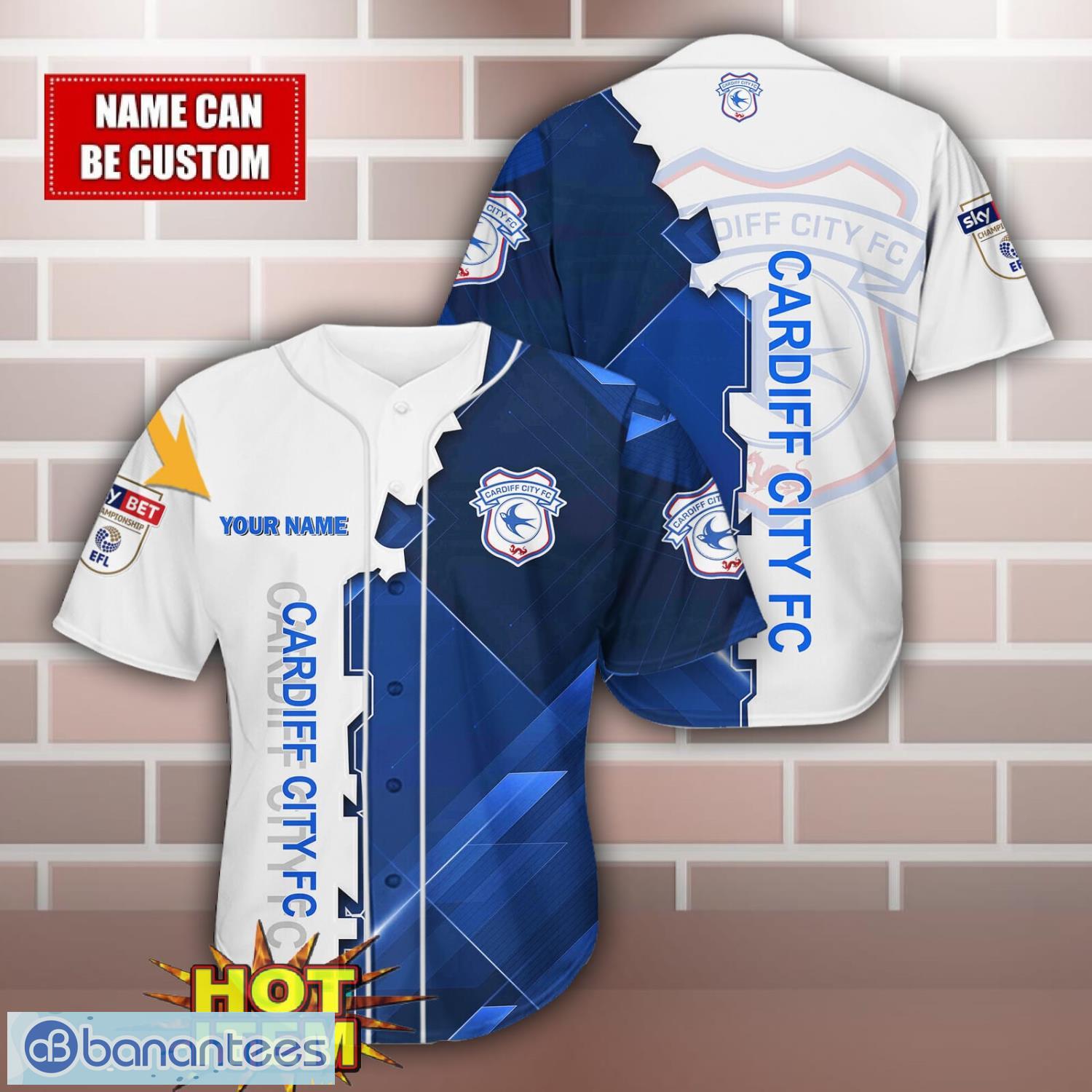 cardiff city fc personalized name 3d baseball jersey shirt image Cardiff City F.C Personalized Name 3D Baseball Jersey Shirt Product Photo 1