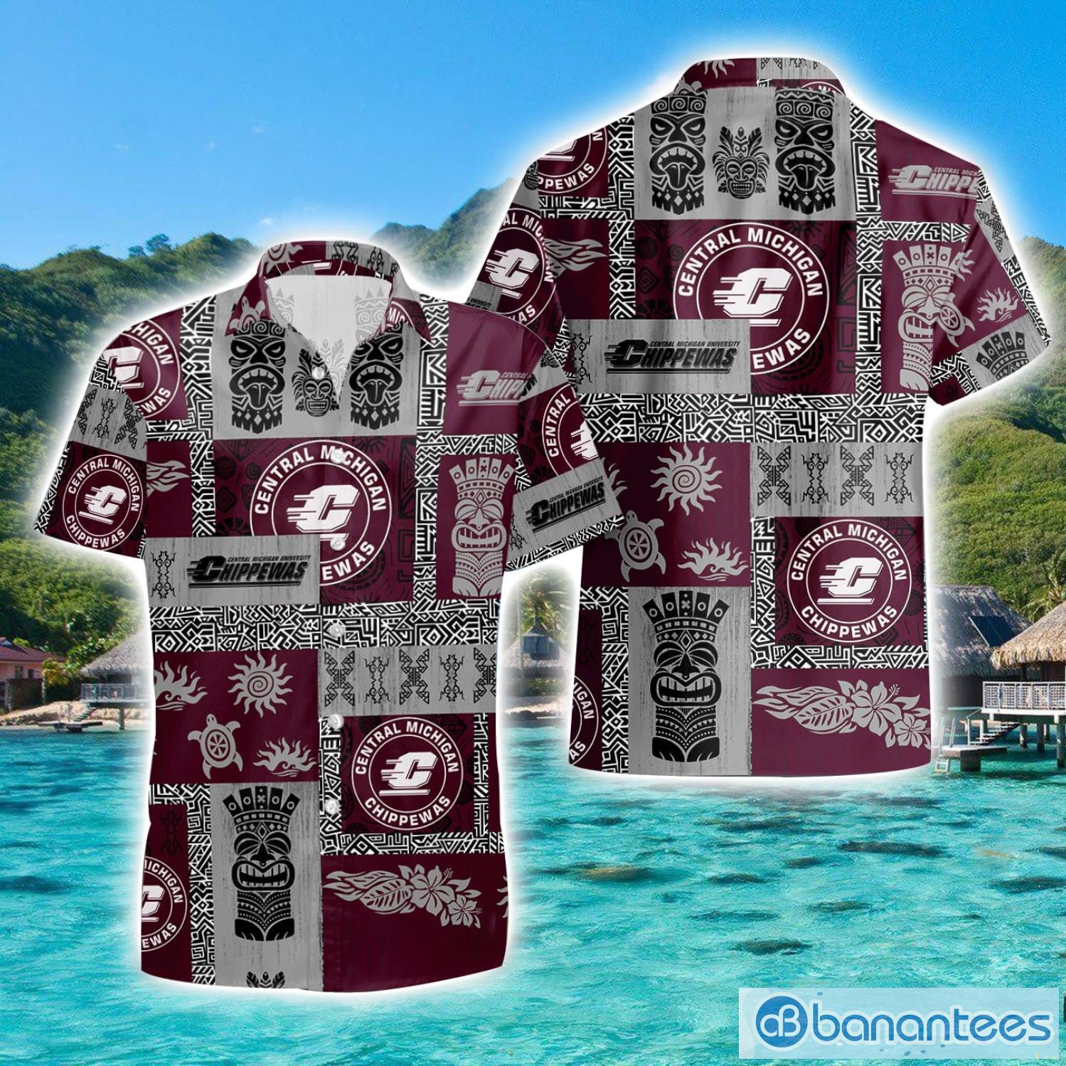 central michigan chippewas hawaiian tiki vintage patterns hawaiian shirt summer gift image Central Michigan Chippewas Hawaiian Tiki Vintage Patterns Hawaiian Shirt Summer Gift Product Photo 1