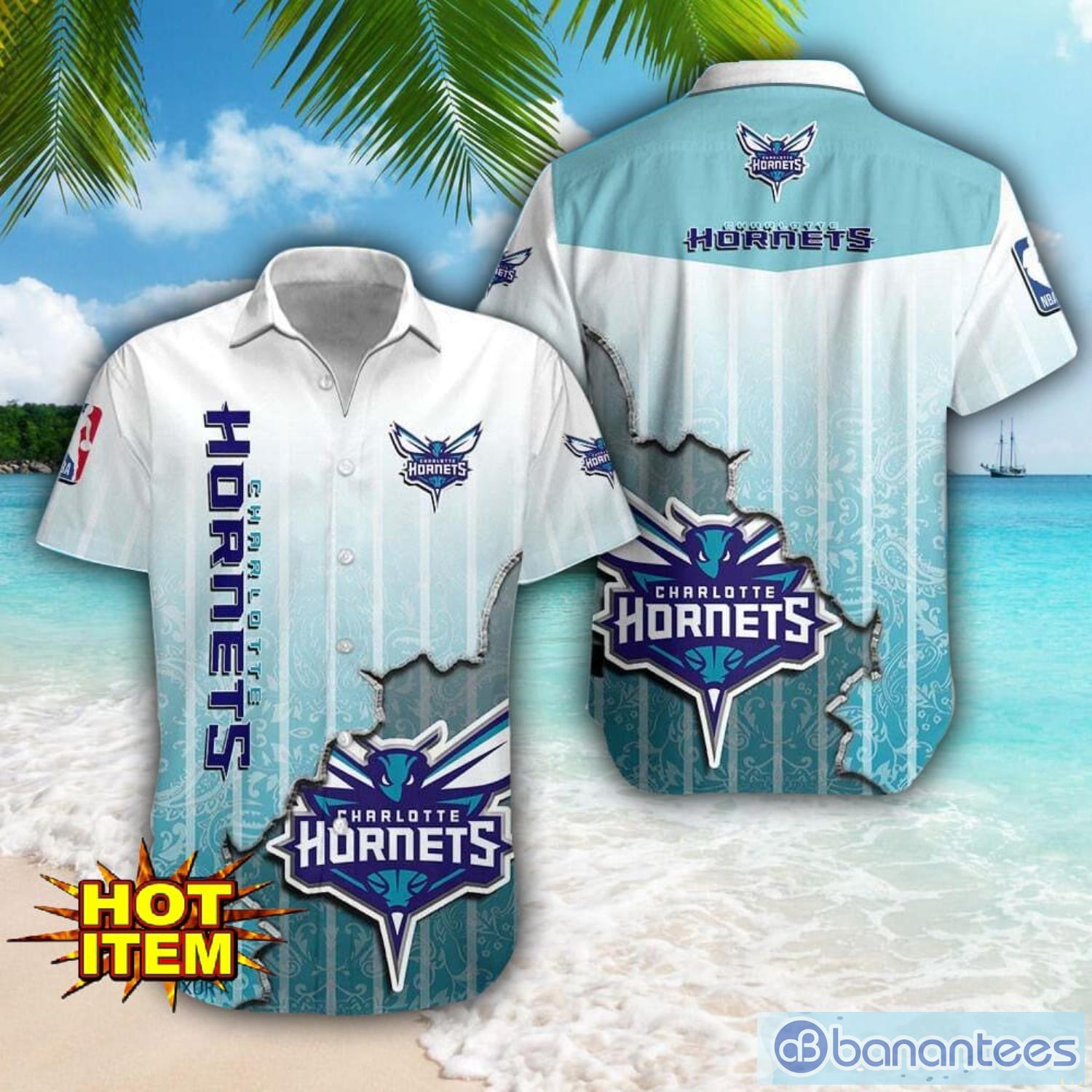 charlotte hornets logo broken wall printed 3d hawaiian shirt for fans image Charlotte Hornets Logo Broken Wall Printed 3D Hawaiian Shirt For Fans Product Photo 1