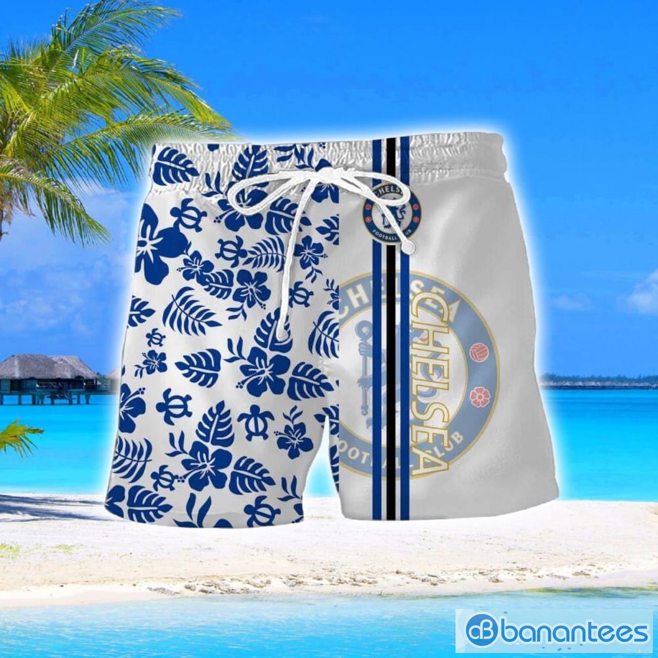 chelsea fc turtle flower pattern aloha hawaiian shirt and shorts beach set for men and women 1 image Chelsea F.C. Turtle Flower Pattern Aloha Hawaiian Shirt And Shorts Beach Set For Men And Women Product Photo 2