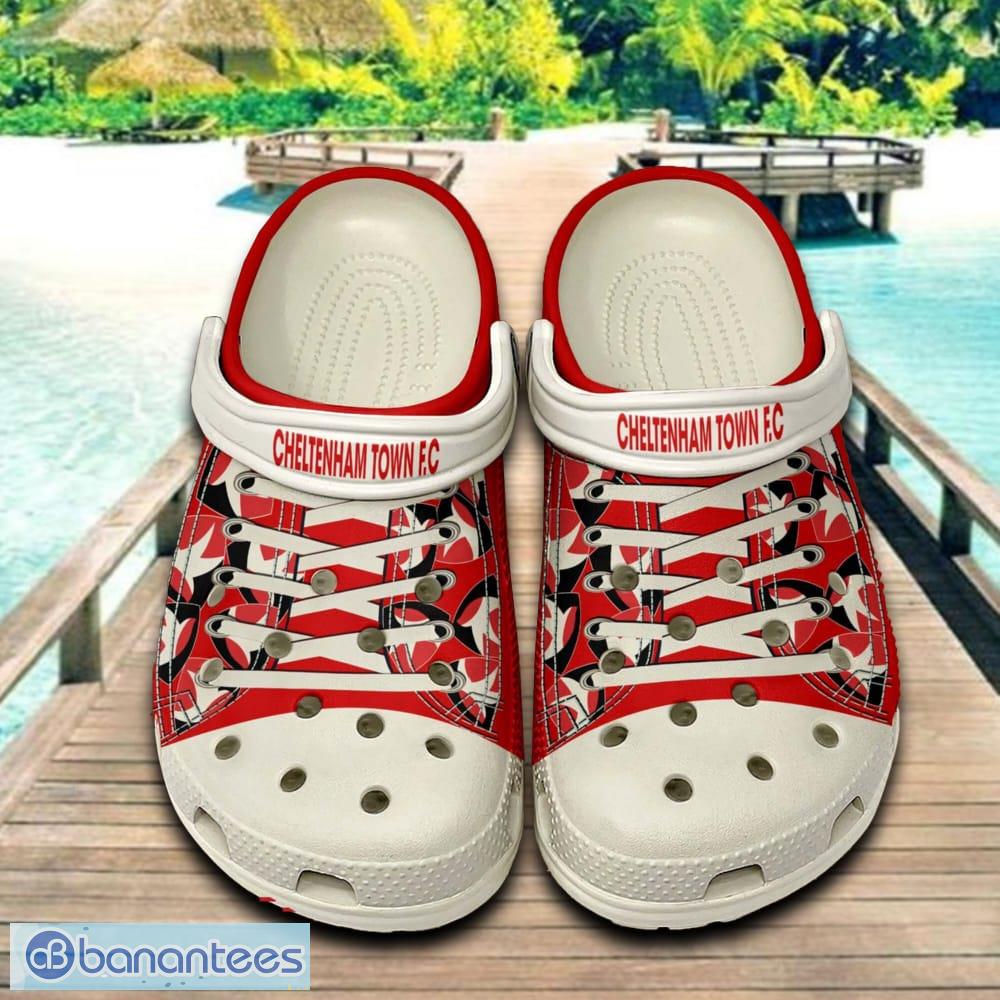 cheltenham town fc 3d clog shoes for fans summer beach all over print image Cheltenham Town F.C 3D Clog Shoes For Fans Summer Beach All Over Print - Cheltenham Town F.C 3D Clog Shoes For Fans Summer Beach All Over Print