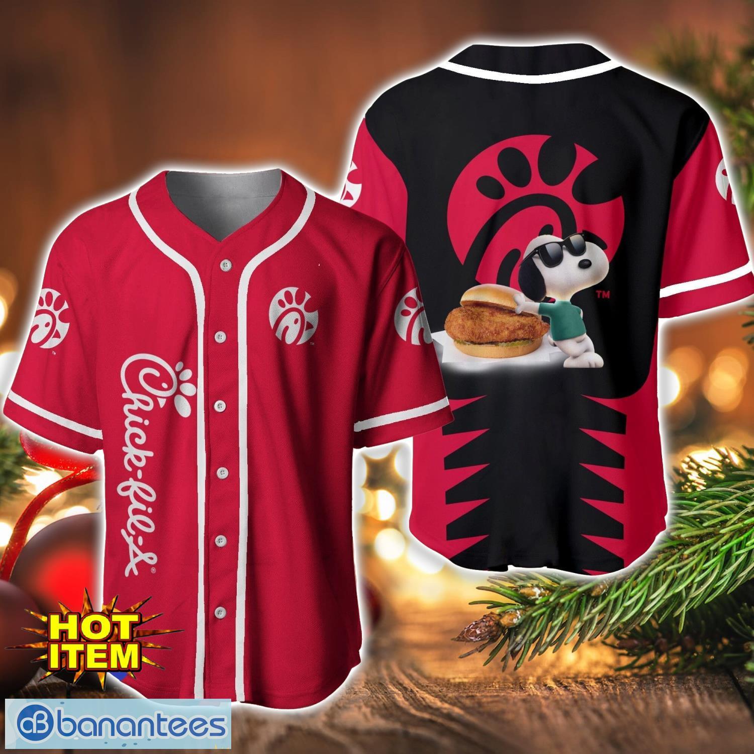 chick fil a snoopy baseball jersey shirt for snoopy lovers gift ideas image Chick-fil-A Snoopy Baseball Jersey Shirt For Snoopy Lovers Gift Ideas Product Photo 1