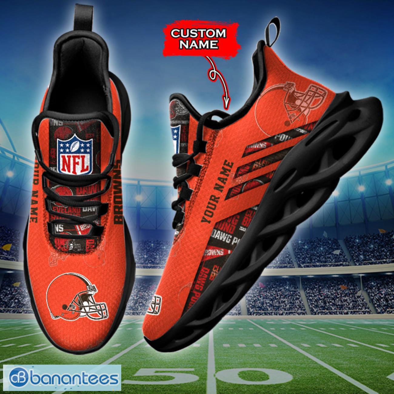 cleveland browns nfl max soul shoes sneakers custom name all printed logo team for fans 2 image Cleveland Browns NFL Max Soul Shoes Sneakers Custom Name All Printed Logo Team For Fans Product Photo 3