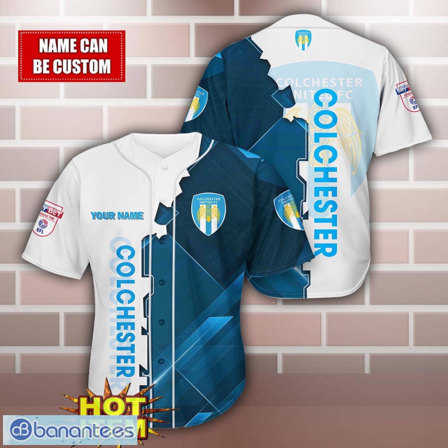 colchester united personalized name 3d baseball jersey shirt image Colchester United Personalized Name 3D Baseball Jersey Shirt Product Photo 1