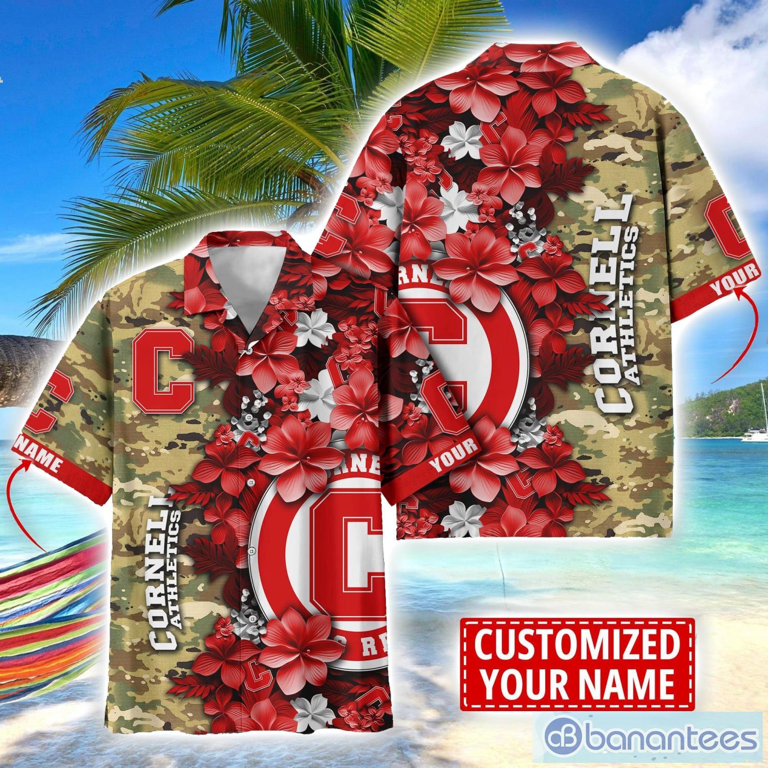 cornell big red custom name personalized camo flower pattern hawaiian shirt image Cornell Big Red Custom Name Personalized Camo Flower Pattern Hawaiian Shirt Product Photo 1