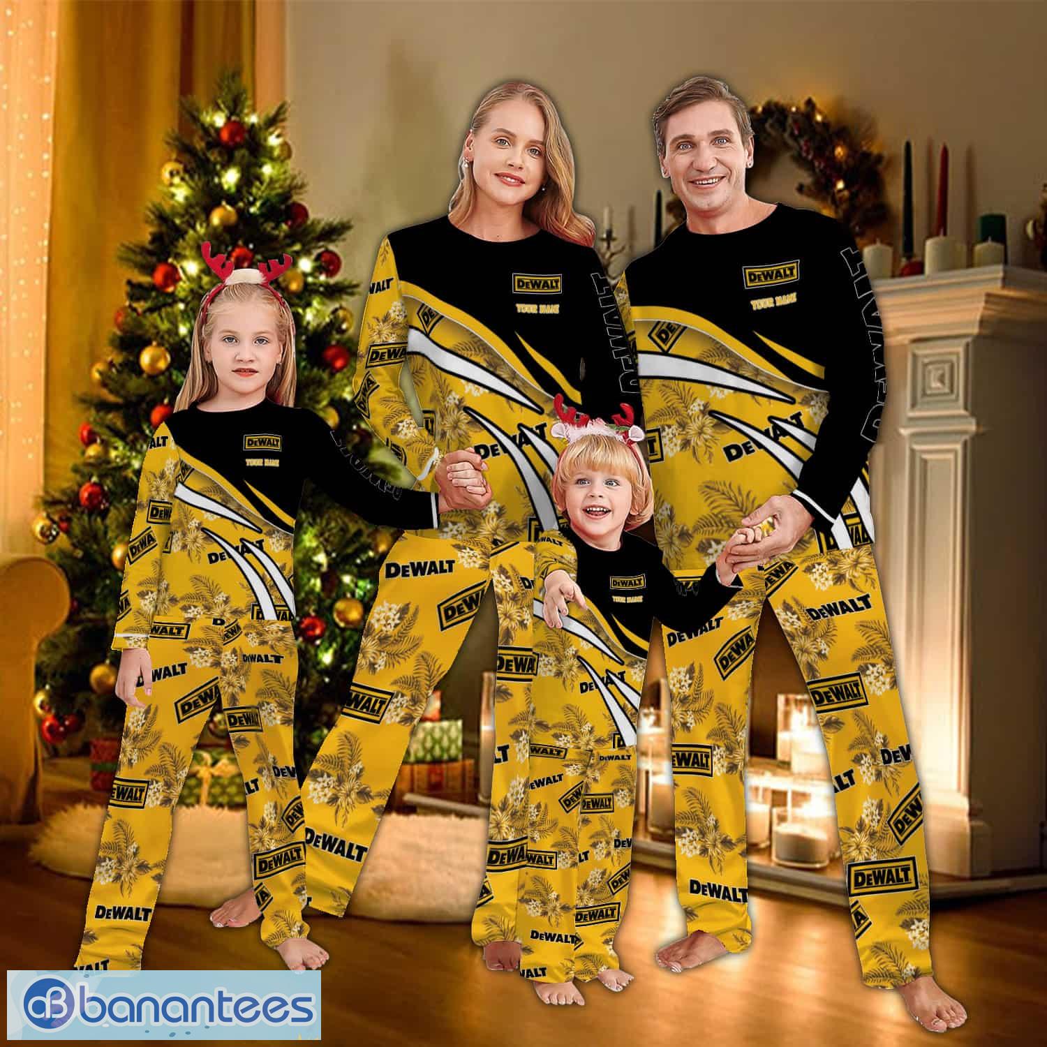 custom name dewalt logo team pajamas set flower gift for family image Custom Name DeWalt Logo Team Pajamas Set Flower Gift For Family - Custom Name DeWalt Logo Team Pajamas Set Flower Gift For Family