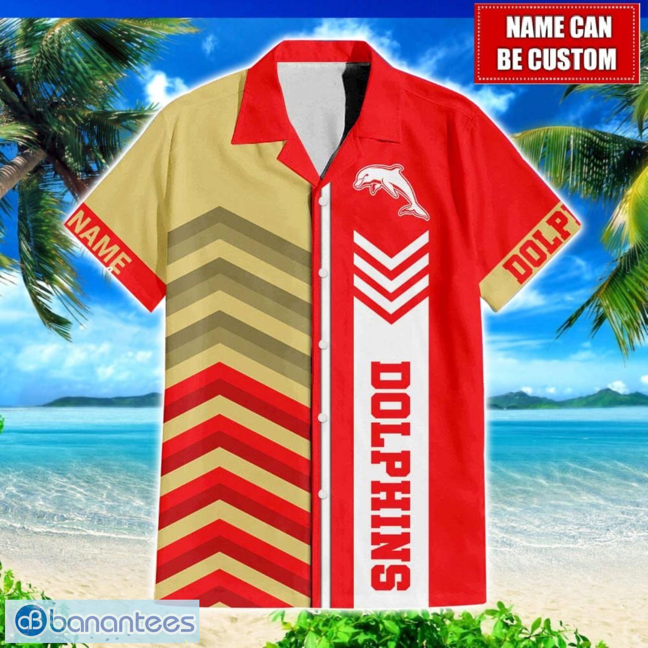 custom name dolphins nrl hawaiian shirt gift ideas for summer image Custom Name Dolphins NRL Hawaiian Shirt Gift Ideas For Summer Product Photo 1