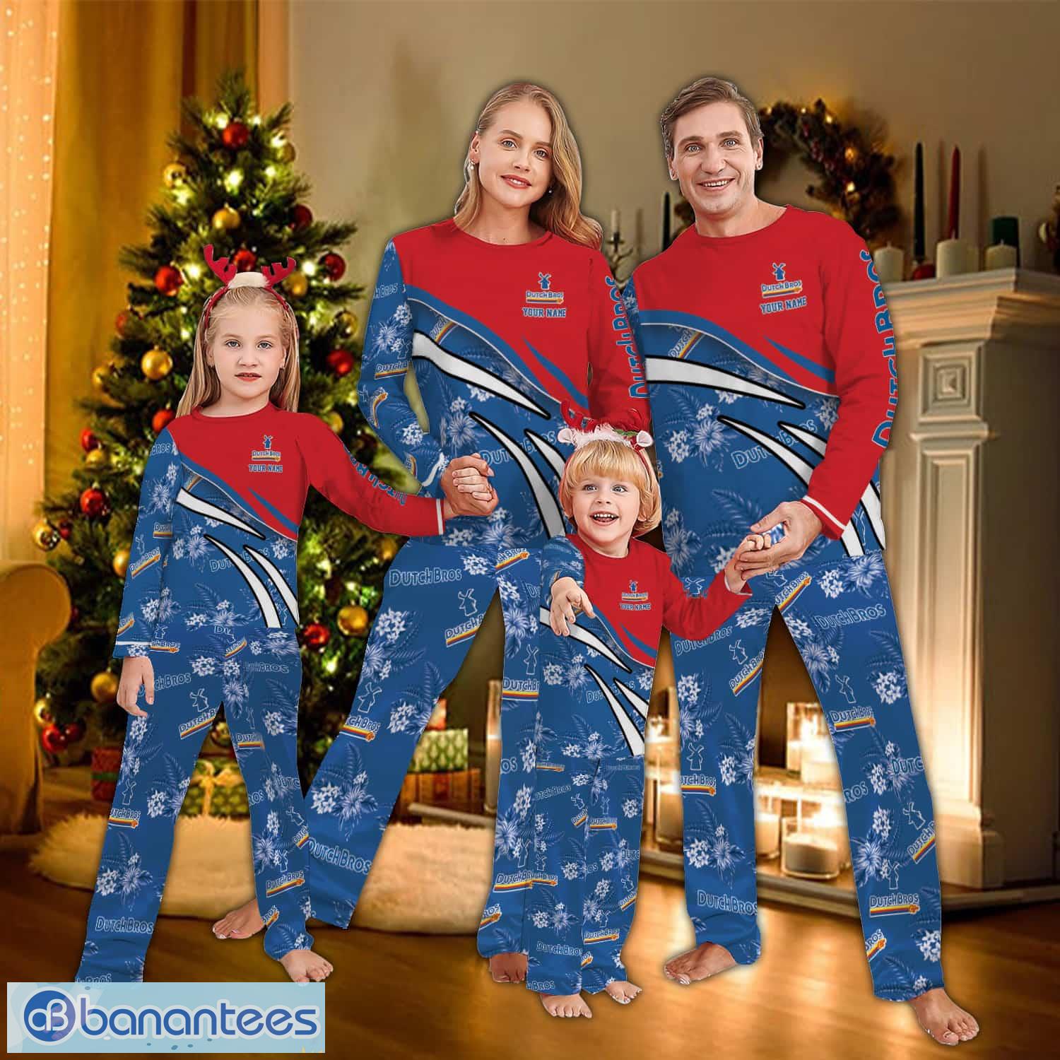 custom name dutch bros coffee logo pattern pajamas set flower gift family image Custom Name Dutch Bros Coffee Logo Pattern Pajamas Set Flower Gift Family - Custom Name Dutch Bros Coffee Logo Pattern Pajamas Set Flower Gift Family