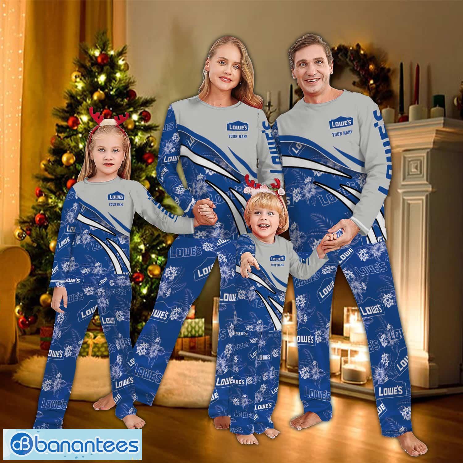 custom name lowes logo pattern family pajamas set flower image Custom Name Lowe's Logo Pattern Family Pajamas Set Flower Product Photo