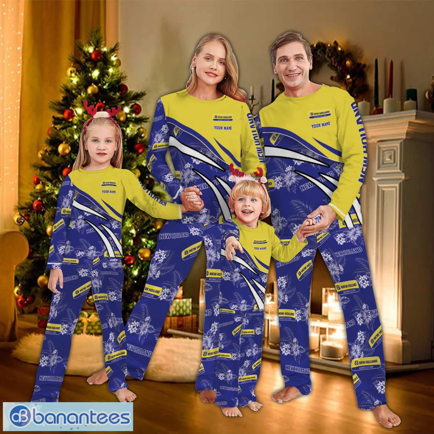 custom name new holland tractor logo pattern pajamas set flower gift family image Custom Name New Holland Tractor Logo Pattern Pajamas Set Flower Gift Family - Custom Name New Holland Tractor Logo Pattern Pajamas Set Flower Gift Family