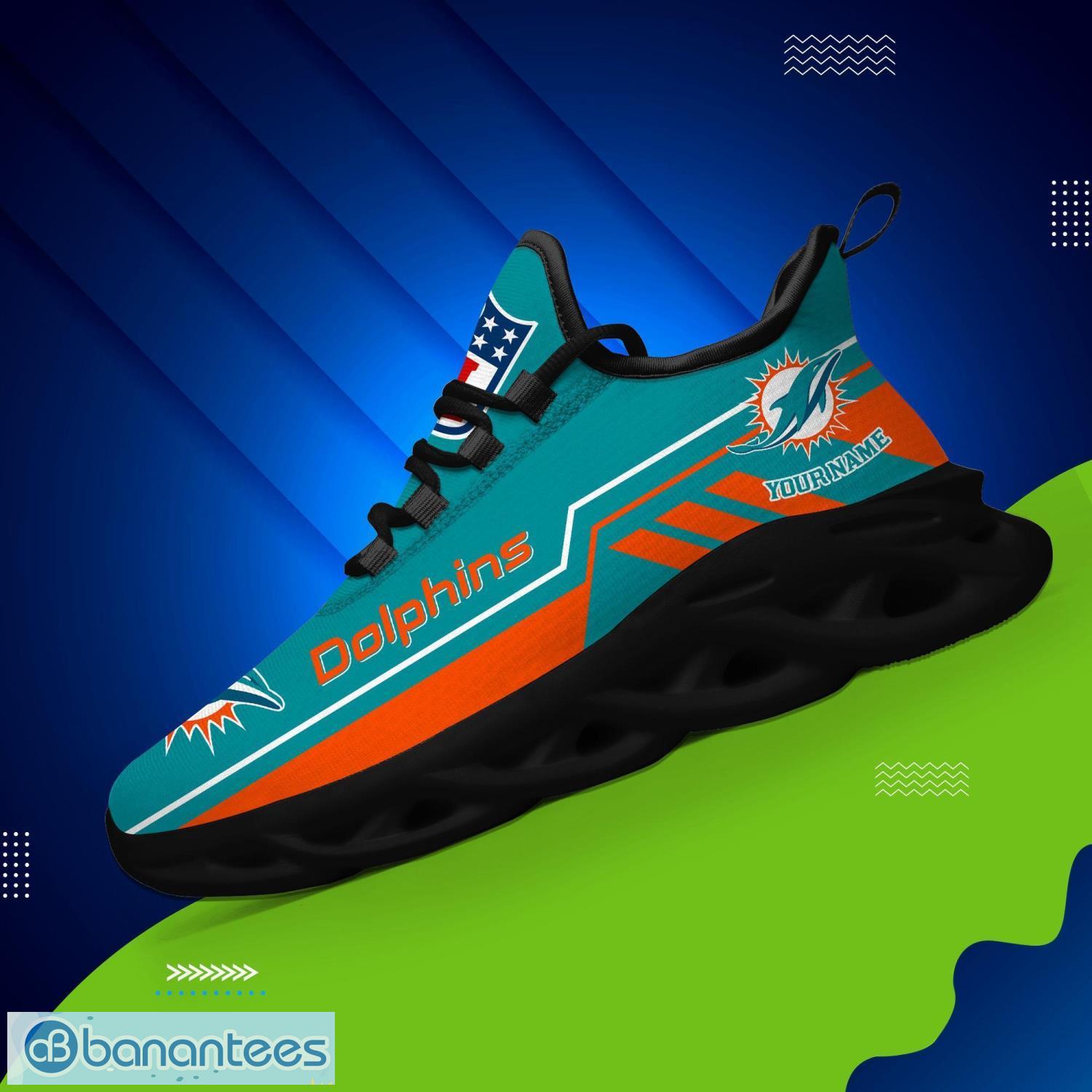 custom name nfl miami dolphins personalized sneakers team max soul shoes 1 image Custom Name NFL Miami Dolphins Personalized Sneakers Team Max Soul Shoes Product Photo 2