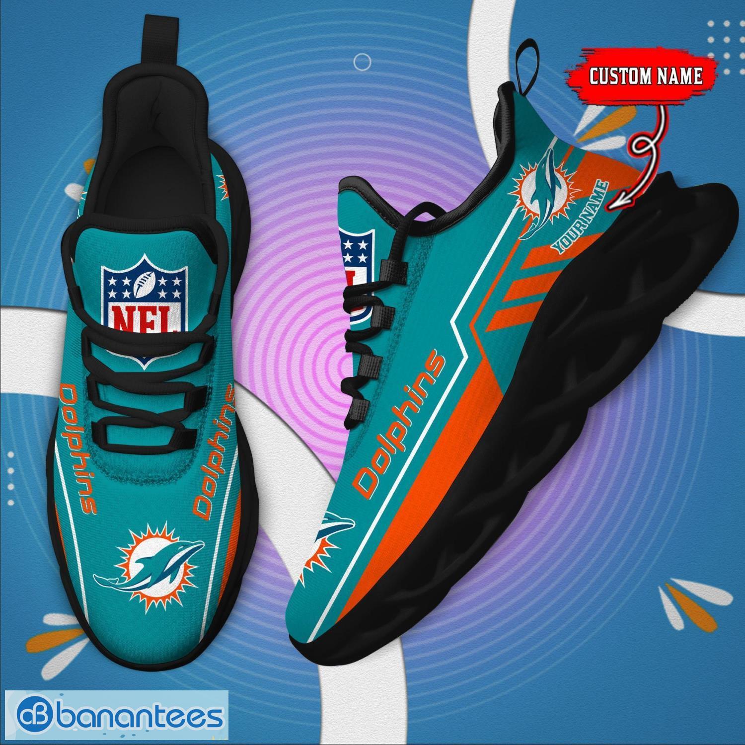 Custom Name NFL Miami Dolphins Personalized Sneakers Team Max Soul Shoes Custom Name NFL Miami Dolphins Personalized Sneakers Team Max Soul Shoes Product Photo 4