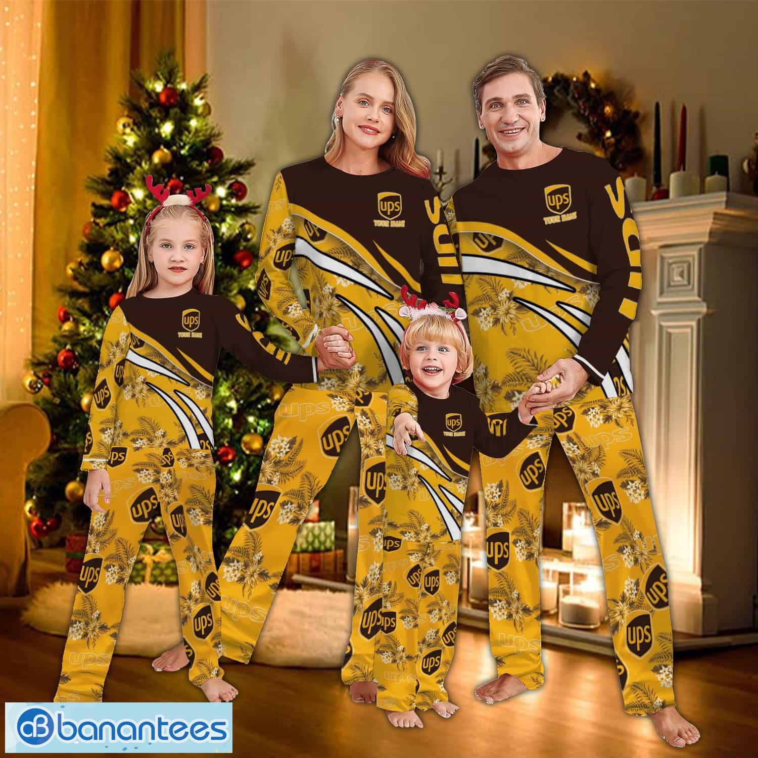custom name ups logo team pajamas set flower gift for family image Custom Name Ups Logo Team Pajamas Set Flower Gift For Family - Custom Name Ups Logo Team Pajamas Set Flower Gift For Family