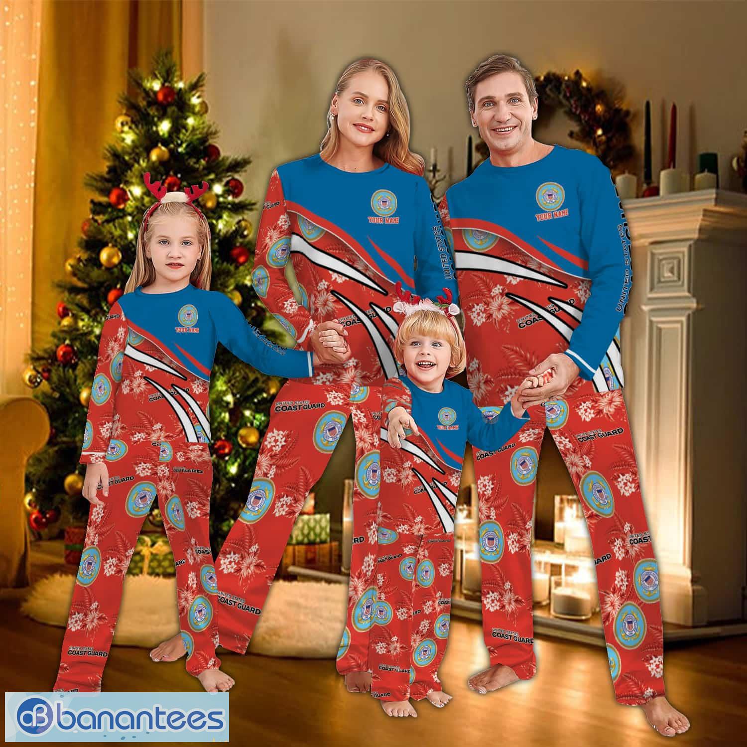custom name us coast guard logo team family pajamas set flower image Custom Name US Coast Guard Logo Team Family Pajamas Set Flower - Custom Name US Coast Guard Logo Team Family Pajamas Set Flower