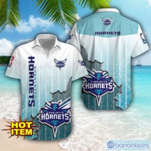 Charlotte Hornets Logo Broken Wall Printed 3D Hawaiian Shirt For Fans Product Photo 1