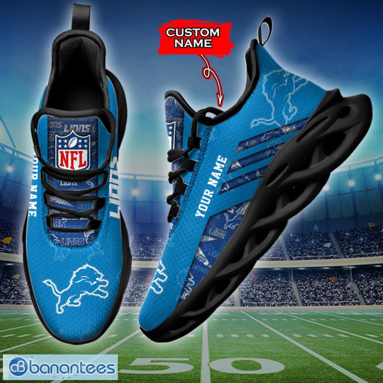 detroit lions nfl max soul shoes sneakers custom name all printed logo team for fans 2 image Detroit Lions NFL Max Soul Shoes Sneakers Custom Name All Printed Logo Team For Fans Product Photo 3