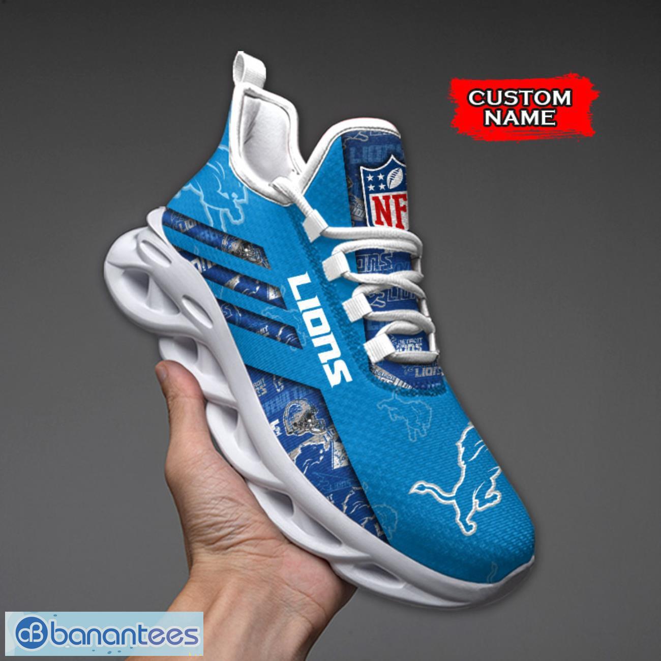 detroit lions nfl max soul shoes sneakers custom name all printed logo team for fans image Detroit Lions NFL Max Soul Shoes Sneakers Custom Name All Printed Logo Team For Fans Product Photo 1