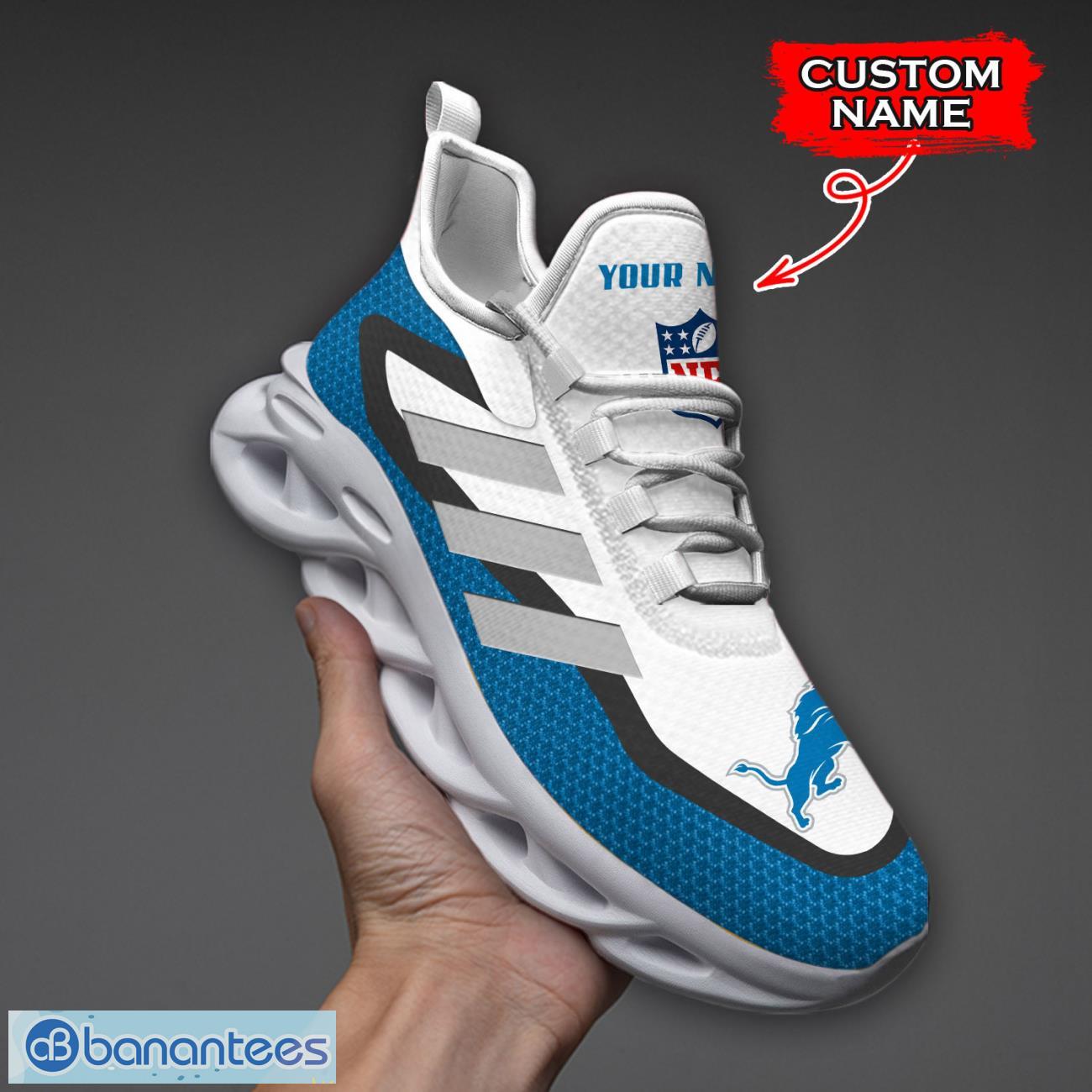 detroit lions nfl max soul shoes sneakers custom name big striped sneakers for fans image Detroit Lions NFL Max Soul Shoes Sneakers Custom Name Big Striped Sneakers For Fans Product Photo 1
