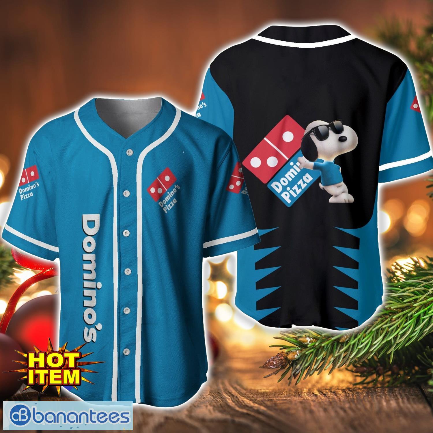 dominos pizza snoopy baseball jersey shirt for snoopy lovers gift ideas image Domino's Pizza Snoopy Baseball Jersey Shirt For Snoopy Lovers Gift Ideas Product Photo