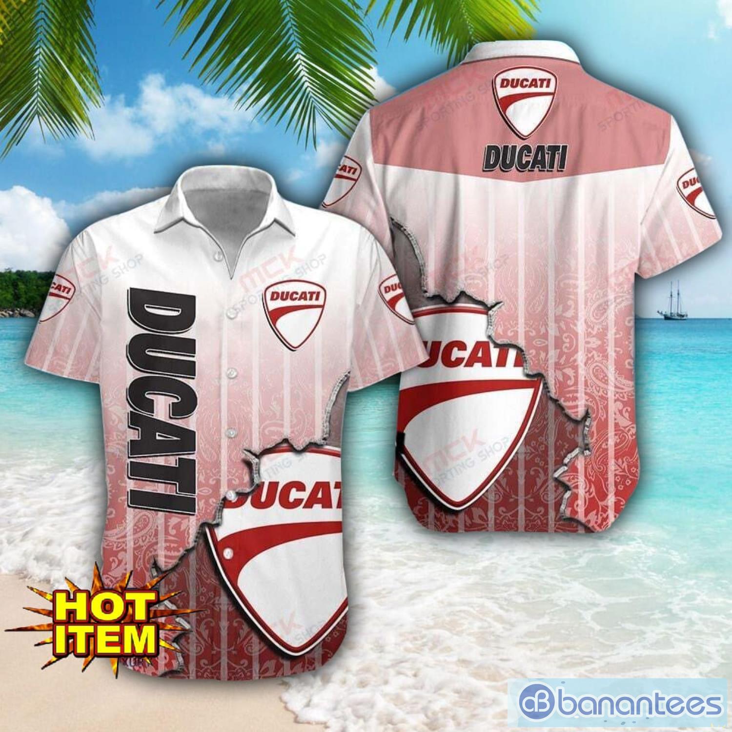 ducati logo broken wall printed 3d hawaiian shirt for fans image Ducati Logo Broken Wall Printed 3D Hawaiian Shirt For Fans Product Photo 1