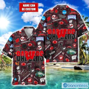 Wisconsin Badgers Football Beach Shirts Logo Custom Name Hawaiian Shirt Product Photo 1