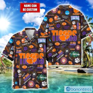 Clemson Tigers Football Beach Shirts Logo Custom Name Hawaiian Shirt Product Photo 1