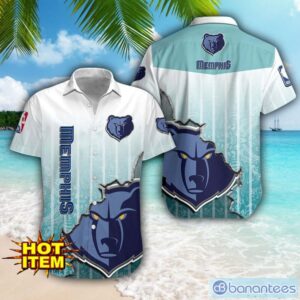 Memphis Grizzlies Logo Broken Wall Printed 3D Hawaiian Shirt For Fans Product Photo 1