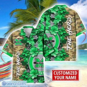 Marshall Thundering Herd Custom Name Personalized Camo Flower Pattern Hawaiian Shirt Product Photo 1