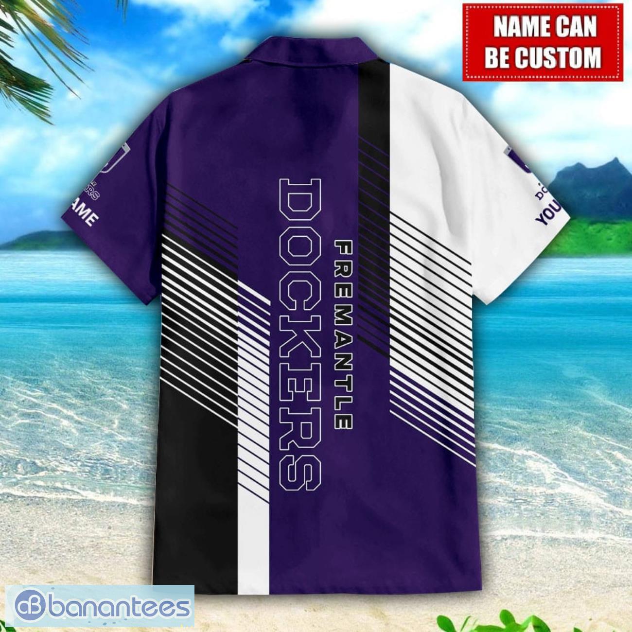 fremantle afl custom name hawaiian shirt for men and women beach gift image Fremantle AFL Custom Name Hawaiian Shirt For Men And Women Beach Gift Product Photo 1