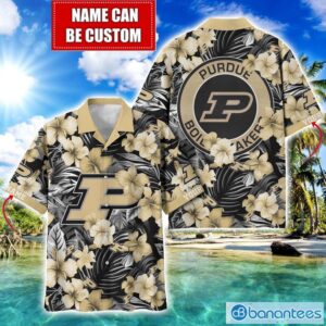 Purdue Boilermakers Big Logo Custom Name Aloha Flower Hawaiian Shirt Trending Summer Product Photo 1